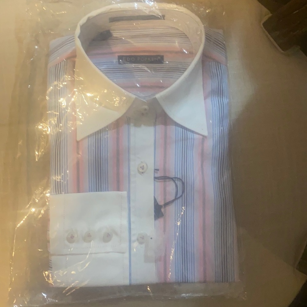 NWT Edo Popken Pinstripe Pink Blue Small
